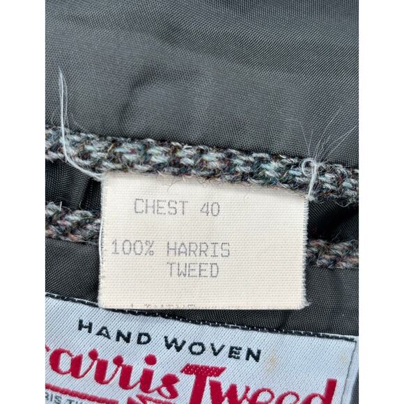 Vintage Harris Tweed Wool Jacket Western Hunting Box Pleat Martingale Belt 40 - Picture 10 of 11